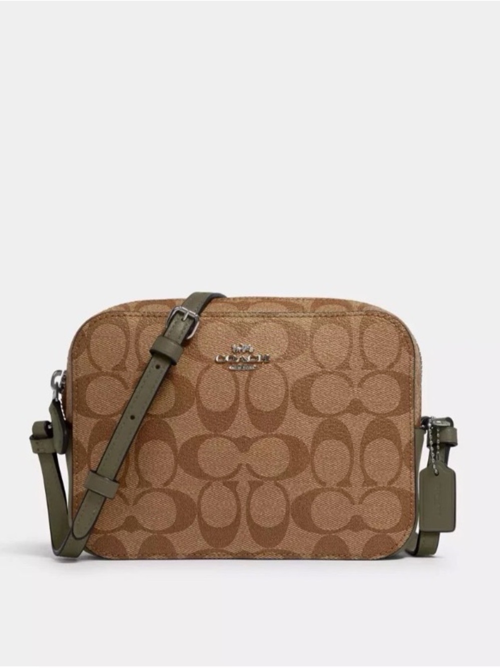 Coach Mini Jamie Camera Bag With Signature Leather In Khaki/surplus